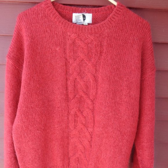 Vintage Red Mohair Cableknit Sweater - L - Picture 1 of 5